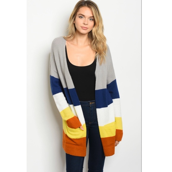 🆕Colorblock cardigan with pockets - Picture 2 of 5